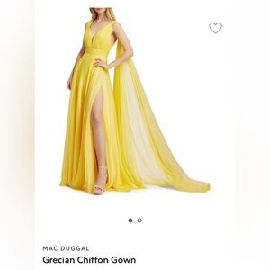 Mac Duggal Grecian Chiffon Gown in YELLOW. Size 4. Worn once.